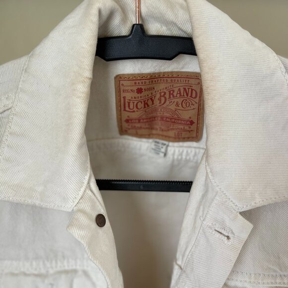 Lucky Brand XS White Tomboy Trucker Denim Jacket Summer Layer - Picture 3 of 12